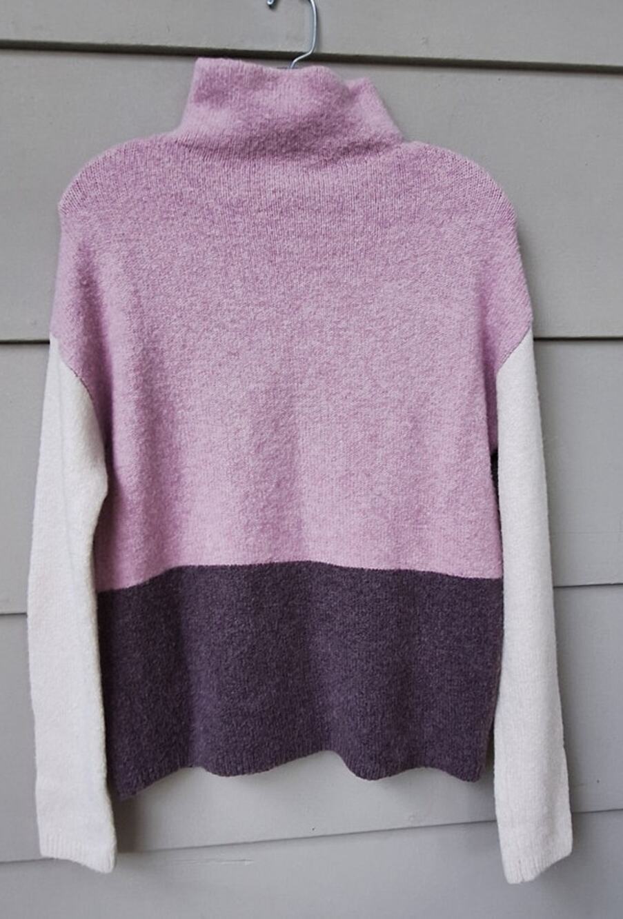 C&C California Wool blend Color Block Pink Purple Mock Turtleneck Sweater M